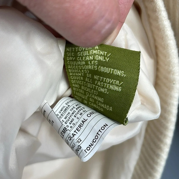 SOIA & KYO Ribbed Wool Blend Coat Cream with Black Contrast Buttons and Piping S - Picture 12 of 15